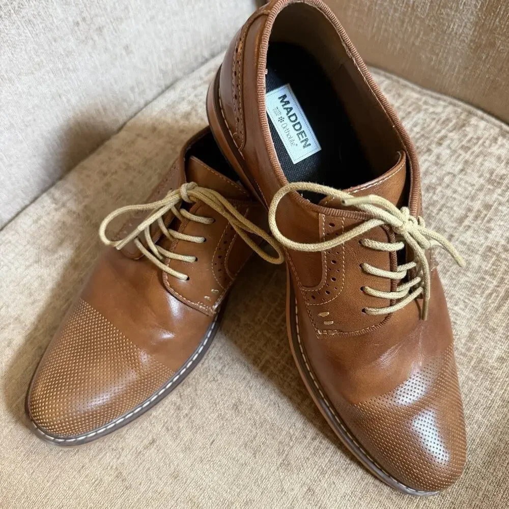 Madden Classic Men's Oxford Shoes Size 9 M-ALK Cognac Dress Perforated Toe w/Box